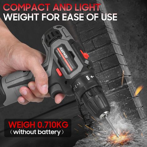 Perceuse électrique sans fil 12 V, perceuse-visseuse portable à deux vitesses, rechargeable avec éclairage LED, couple de 25+1 Nm, batterie lithium-ion 1500 mAh