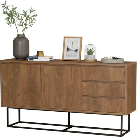 Dmora - Konsolentisch Dicesar, Ausziehbarer Mehrzwecktisch, Eingangskonsole, Regal mit Erweiterungen, 140x36h72 cm, Walnuss und Schwarz