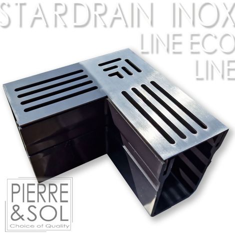 Caniveau étroit 6,5 cm Grille INOX Line - StarDrain - LINE ECO - Élément d'angle