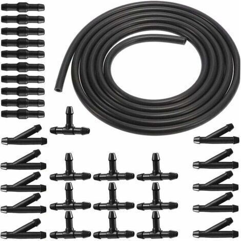 Kit de réparation de tuyau de liquide de lave-glace noir de 3 m, tuyau de système de lave-glace, tuyau automobile, tuyau isolant, tuyau de système de lave-glace universel avec connecteur de tuyau de 3 (1/4)
