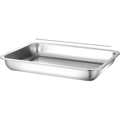 Bandeja de servir, acero inoxidable, diseño antideslizante, 40x30x4,8 cm. (1/2)