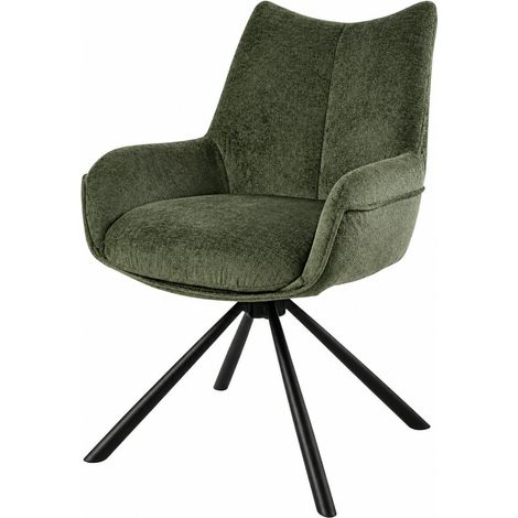 Chaise pivotante vert kaki à accoudoirs (lot de 2) IENA (1/4)