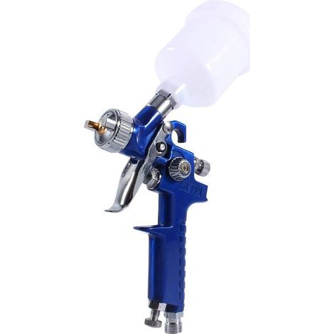Pistola pulverizadora de aceite de motor, mini pistola pulverizadora de pintura neumática HVLP con alimentación por gravedad, azul, HVLP, baja presión, 0,8 mm (1/4)