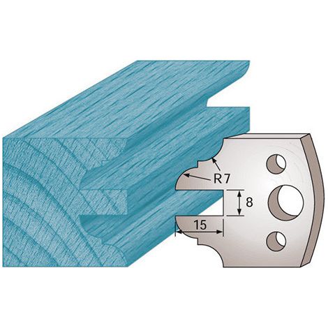 Diamwood Jeu de 2 fers profilés Ht. 40 x 4 mm en acier SP contre-profil avant 15 mm - Épaisseur 4 mm - Entraxe 24 mm - Compatible avec toupies (1/2)