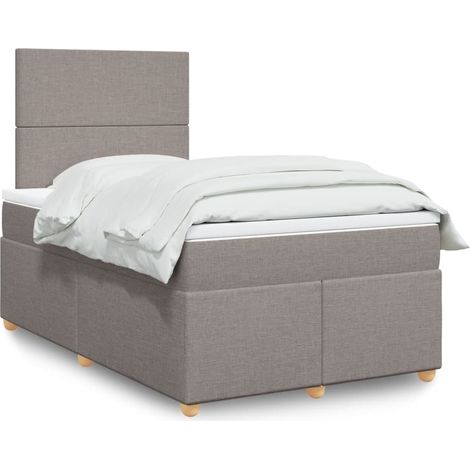 vidaXL Sommier à lattes de lit avec matelas taupe 120x190 cm tissu (1/5)