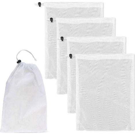 4 Sacs de Nettoyage de Piscine, Sacs filtrants en Maille Fine pour aspirateur de Piscine, Sacs en Maille avec Cordon de Traction et de Verrouillage pour Le Nettoyage des Feuilles de Piscine (1/5)