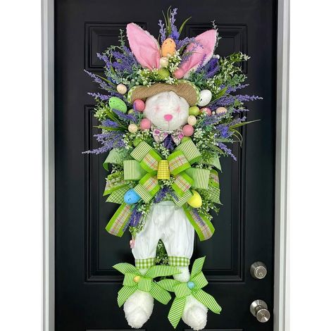 Easter Bunny-Shaped Wreath – Decorative Wreath for Front Door, Wall, and Window, Pretty Easter Decoration (1/5)