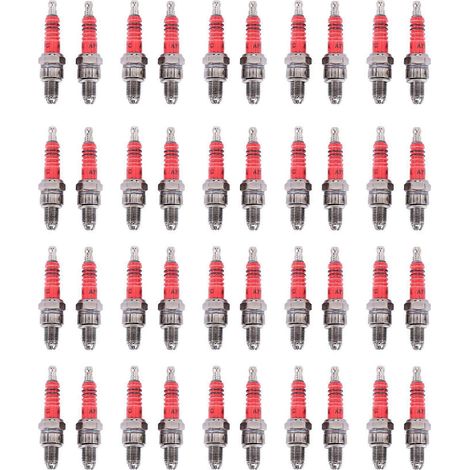 Lot de 40 bougies d'allumage Racing 3 électrodes A7tc pour quads, scooters, motos tout-terrain et karts 50cc, 110cc, 125cc et 150cc