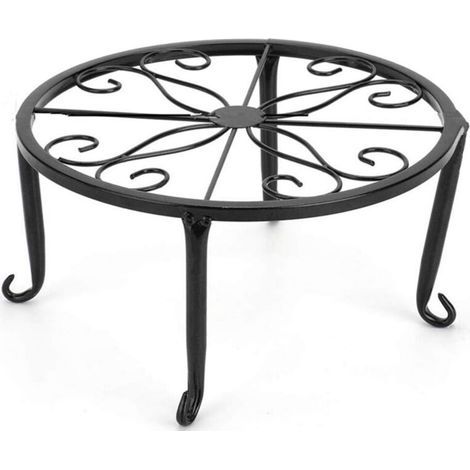 Metal potted plant stand, wrought iron, rust-resistant, 22.9 cm, black (1/4)