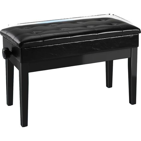 Taburete de piano, altura regulable, compartimento de almacenamiento, doble, 73x33x49-59cm (1/2)
