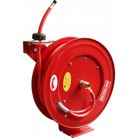 Enrouleur air 20 m Ø 3/8 20 bars Acier peint avec enroulement automatique et support mural fixe MW Tools SHA3820ECO