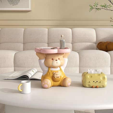 Plateau de table en résine représentant un ourson mignon, mini-plateau de rangement pour clés, bijoux et bonbons. Décoration de salon. (1/5)