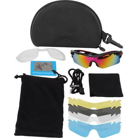 Ortviai Lunettes de cyclisme polarisées pour sport outdoor – Monture ergonomique en TR, verres PC anti-UV et antichoc, noir-rouge, lunettes de protection (1/5)