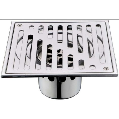 Stainless Steel Floor Drain, Odor-Proof Square Bathroom Waste Gate Shower Drain with Large Diameter, 150 x 150mm - LIAIKI