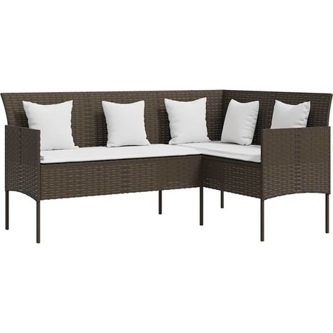 Maison Exclusive - Sofa in L-Form mit Kissen Poly Rattan Braun (1/5)