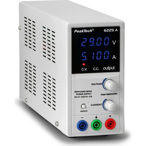 Peaktech 6225 a 1 - Alimentatore da Laboratorio Dc 0-30V/0-5A, Display a LED a 4 Cifre Regolabile, Alimentatore a Commutazione Stabilizzata, Protezione da Sovraccarico e Cortocircuito (1/5)