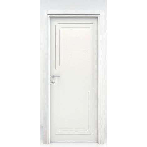Porta a Battente Effebiquattro 70 x 210 cm Laccata Bianca Pantografata 2 Luci