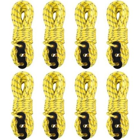 8 Pièces Corde De Tente, Nylon Réfléchissant 3mm, Avec Tendeur Aluminium, Pour Camping Randonnée (1/5)
