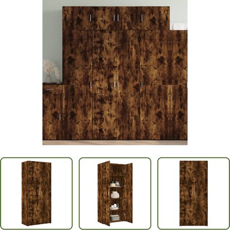 Buffet bois - Buffet haut chêne fumé 80x42,5x185 cm bois d'ingénierie (1/5)