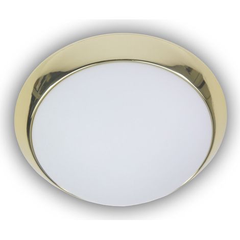 LED-Deckenleuchte rund, Opalglas matt, Dekorring Messing poliert, Ø 25cm (1/4)