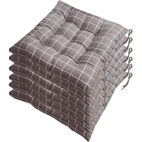 Juego de 6 cojines para silla de 40x40 cm – Relleno 100% poliéster – Funda 50% poliéster, 50% algodón – Lavable a máquina a 30°C (1/2)