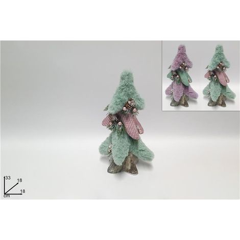 Decorazione Natalizia Albero di Natale con Pigne e Bacche con Cappello 33 cm