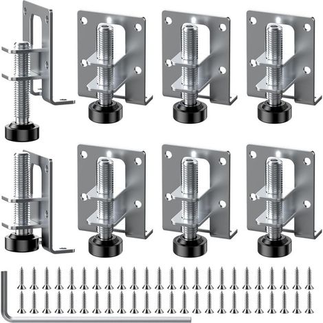 Lot de 8 pieds de meubles réglables 55/102 mm - Pieds de nivellement de meubles robustes - Pieds réglables en hauteur pour meubles avec 48 petites vis et 1 clé Allen pour armoires, étagères, armoires (1/5)