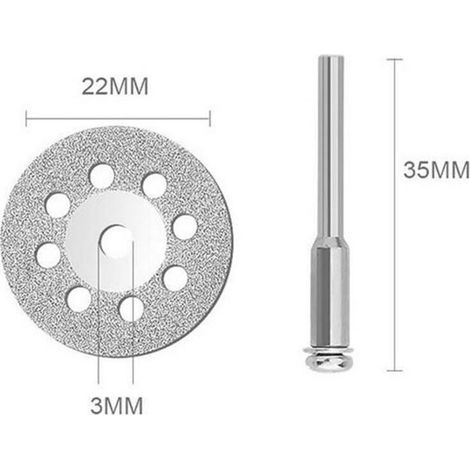 24 pièces meules de coupe diamantées disques de coupe de 22mm de diamètre avec 4 pièces de mandrins de 3mm de remplacement, pour outils rotatifs Dremel Crezuo (1/4)