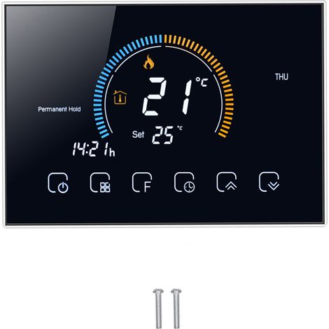 Termostato intelligente per la casa con display LCD retroilluminato, regolatore di temperatura per acqua e gas AC95-240V (BHT8000GCBlack) (1/5)