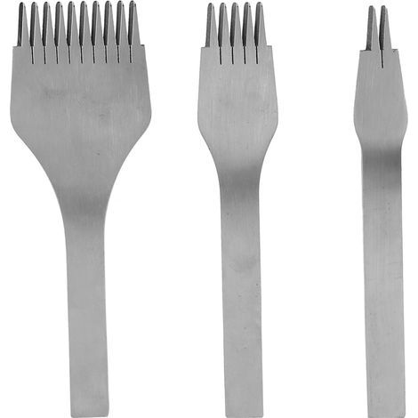 3 pièces Poinçon à Cuir en Acier 2+5+10 Pointes pour Travail du Cuir DIY Outil Artisanal (2.7mm)