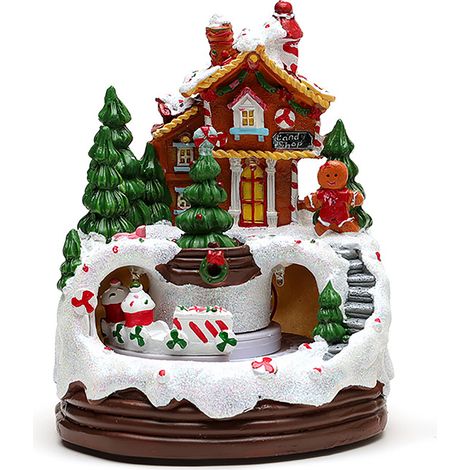 Décoration musicale de Noël Train rotatif Bonhomme en pain d'épices Ornement festif Cadeau (1/5)