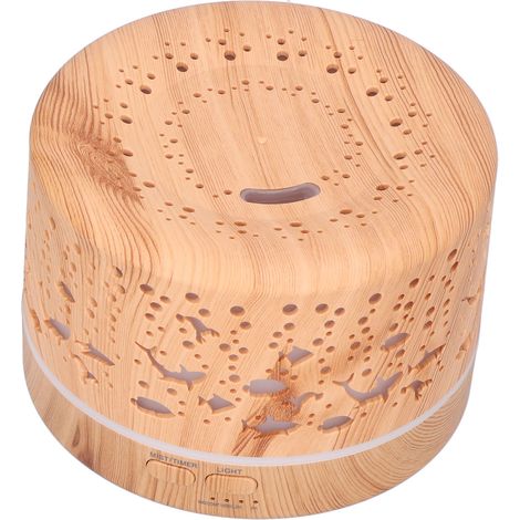 Humidificateur 700 ml, diffuseur d'arômes avec télécommande, haut-parleur Bluetooth et veilleuse intégrés, aspect bois, prise européenne 100-240 V