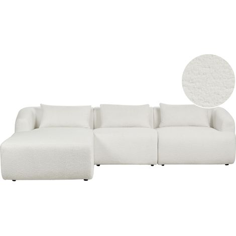 Canapé Angle Droit Design Minimaliste Moderne 3 Places avec Coussins 3 places en Tissu Rembourré Blanc Svansele (1/5)