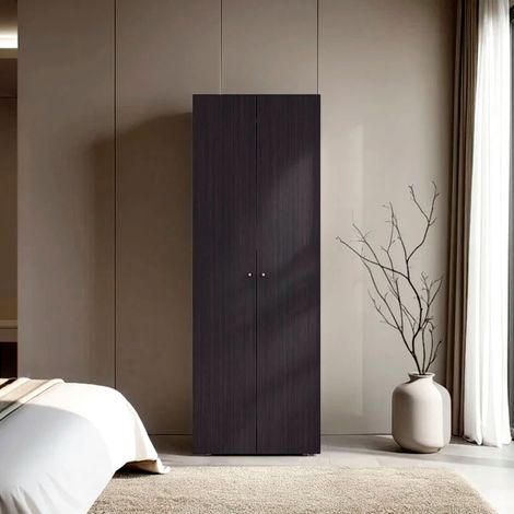 TUHOME Meuble lavabo Armoire haute à 2 portes, Chambre à coucher, Wengué (1/5)
