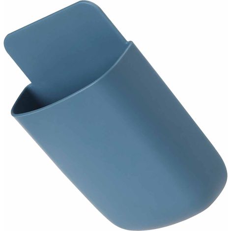 Boîte de rangement murale sans perçage pour télécommandes, idéale pour le salon et la chambre, support incurvé pour téléphone portable, étagère de rangement bleu marine pour télécommandes. (1/5)