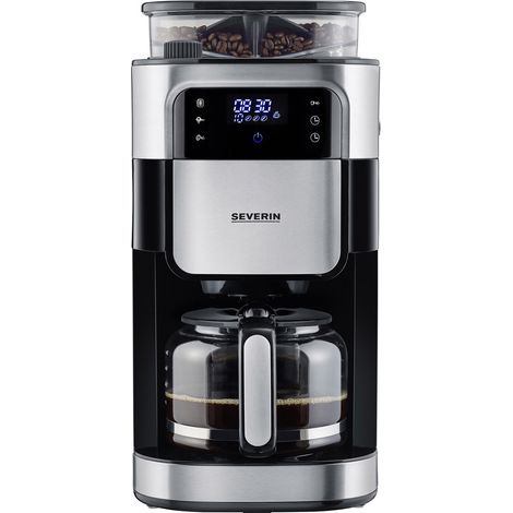 Severin KA 4813 Kaffeemaschine Schwarz, Edelstahl (gebürstet) Fassungsvermögen Tassen=10 Display, G (1/5)