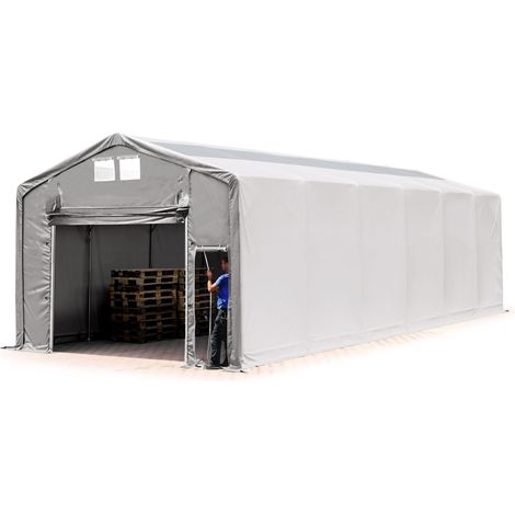 6x12m hangar TOOLPORT, PVC 850 N, H. 3m avec porte actionnée par traction et fenêtres dans le toit