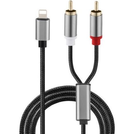Câble RCA Audio Auxiliaire Adaptateur Lightning vers 2RCA Jack Mâles 1M Compatible avec iphone 14 13 Pro Max 13 Mini 12 12 Pro Max 12 Mini 11 Pro Max XS X 8 7 6 Plus (1/5)