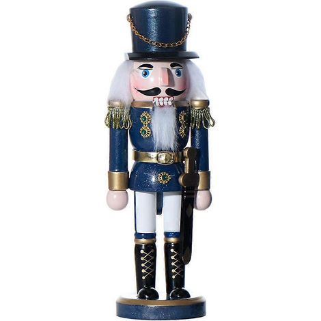 Nussknacker-Figur aus Holz, Weihnachtsdekoration für Schreibtisch und Garten-27.5x9.7cm-Blue (1/3)