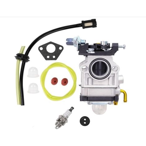 El kit de carburador para desbrozadoras de 43 cc, 49 cc y 52 cc incluye tubo de sellado, bujía de encendido, filtro de combustible y kit de repuesto. (1/4)