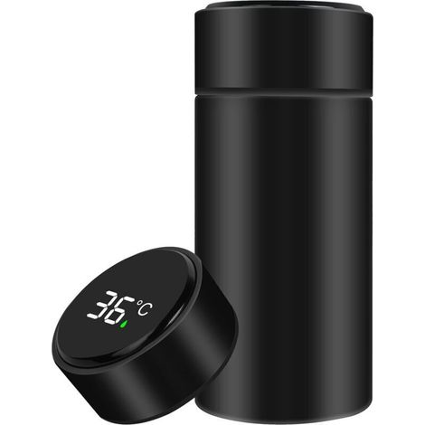 Mini Gourde Isotherme en Acier Inoxydable, 300ml intelligente a LED de la température, Etanche, pour Running, École, BureauNoir (1/5)