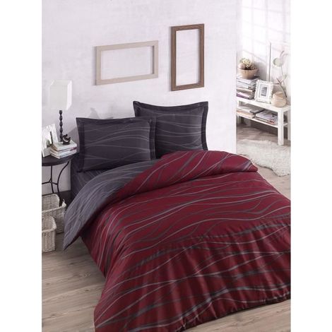 Bettwäsche - 1 Bettbezug 220 x 240 cm + 2 Kissenbezüge 60 x 60 cm - 65% Baumwolle, 35% Polyester - Rot