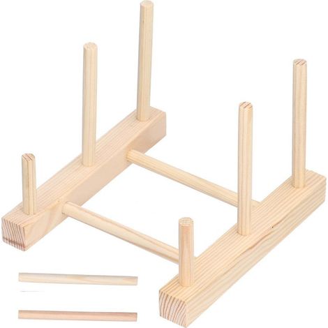 Support de Séchage en Bois pour Vaisselle, Rack de Rangement pour Assiettes, Bols, Tasses et Couvercles de Casseroles (1/5)