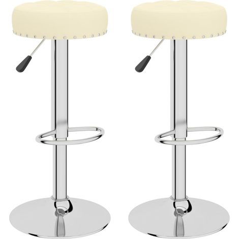 Tabourets de bar 2 pcs Crème Tissu (1/5)