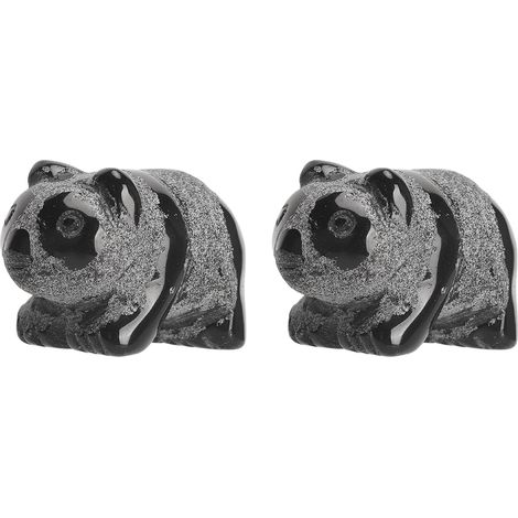 2 pièces Statuette Panda en Obsidine Givrée, Mini Décor Mignon et Artisanal pour Chambre ou Bibliothèque (1/5)