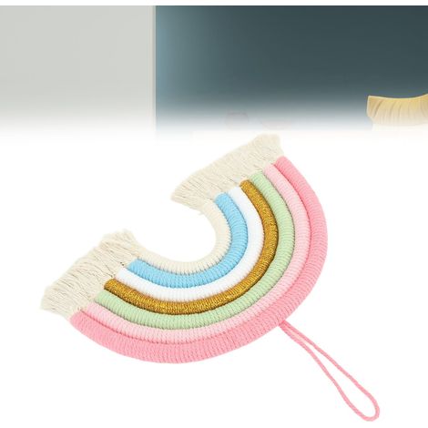 Macrame Rainbow mural BZ-703 Decor mural en coton rainbow 7 couleurs avec tassel pour maison chambre nursery photo prop 24x27cm (1/5)