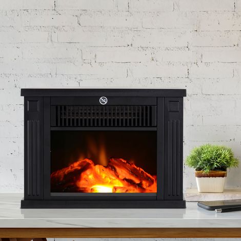 Elektrischer Tischkamin mit Flammeneffekt, elektrischer Standkamin mit einstellbarer Leistung (600/1200 W), einstellbarer Temperatur, geeignet für Räume bis 10–15 m², Schwarz (1/5)