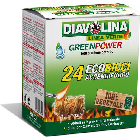 Diavolina ACCENDIFUOCO GREEN POWER ECO-RICCI 24 accensioni