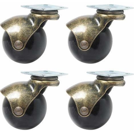 Pack of 4 vintage swivel castors for furniture, 40mm castors for sofas, chairs, flower stands with screws