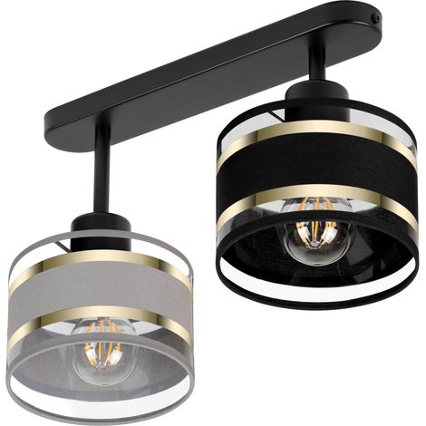 Plafoniera nera con paralumi, in metallo industriale, 2xE27, illuminazione LED moderna per soggiorno, cucina, camera da letto, cameretta dei bambini, loft (1/5)